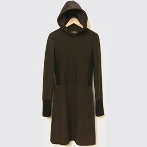 New Prada hooded contrast panel athletic sporty cult minimalist midi dress